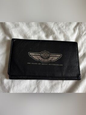 Harley-Davidson Black Leather 100 Years Wing Logo Wallet